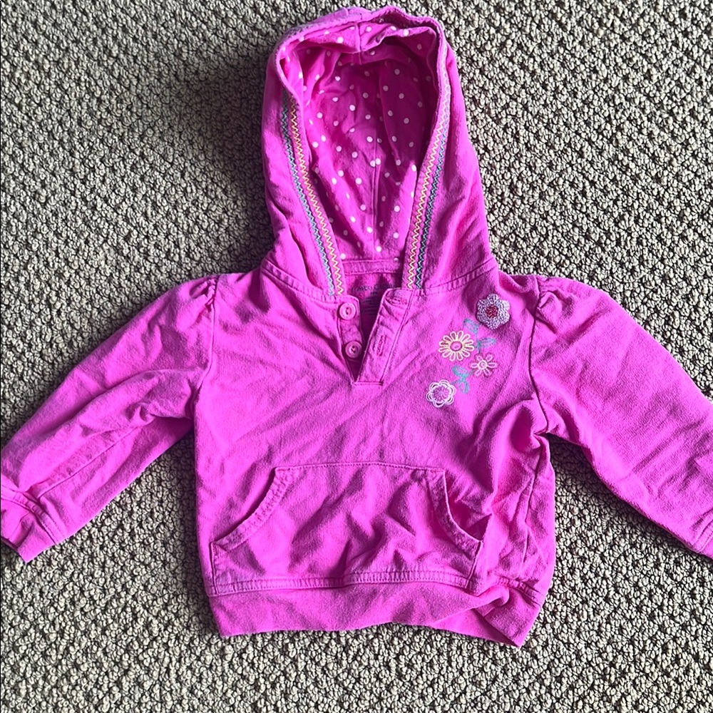 Pink Kids Hoodie with Floral Embroidery